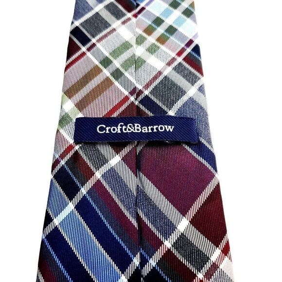 Croft & Barrow Multi Colored‎ Silk Tie Woven Tartan - Picture 4 of 6
